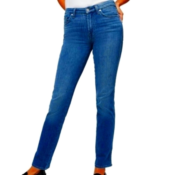 7 for all Mankind NWT Size 23 Kimmie Denim High Rise Straight Leg Jeans - Picture 1 of 12